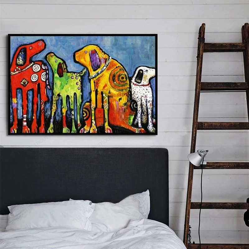 Wall Art Colorful Dog Canvas Print Animal Painting Animal Picture For Living Room Home Decor No Frame