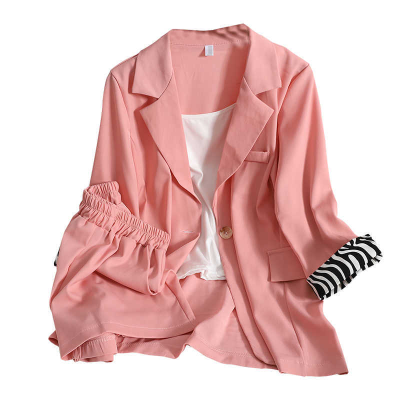 DEAT Summer Fashion Cardigan Contrast Zebra Pattern Roll Sleeve Coat + Suspender Wide Leg Shorts Three Piece Suit SK046 210709