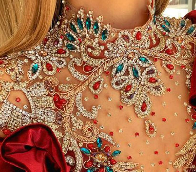 Aso Ebi 2021 Arabic Luxurious Burgundy Mermaid Evening Dresses Beaded Crystals Prom Dresses Velvet Formal Party Second Reception Gowns ZJ268