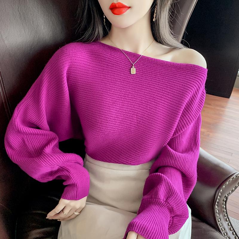 Women's Sweaters Slash Collar Pullovers Female Knitted Elasticity Long Lantern Sleeve Soft Sweater Shirts Jumpers Women Top, White;black
Women's Sweaters Slash Collar Pullovers Female Knitted Elasticity Long Lantern Sleeve Soft Sweater Shirts Jumpers Women Top, White;black