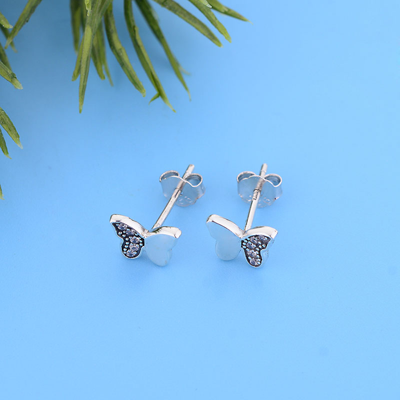 Fashion 925 Sterling Silver Butterfly Stud Earrings for Women Girls Beautiful Animal Earrings Moda Bijoux Jewelry gift