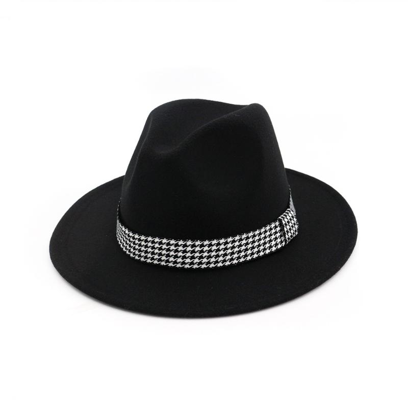 Wide Brim Hats Autumn Winter Female Trend Flat Straight Houndstooth Top Hat Men Women Wool Cap Elegant Ladies Woolen Retro Jazz
Wide Brim Hats Autumn Winter Female Trend Flat Straight Houndstooth Top Hat Men Women Wool Cap Elegant Ladies Woolen Retro Jazz