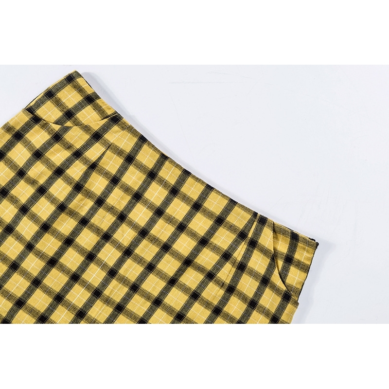 Sexy Plaid summer pencil skirts womens High Waist Two Piece Set Outfits Harajuku Party Beach Mini Skirt and Crop Top Coord Sets