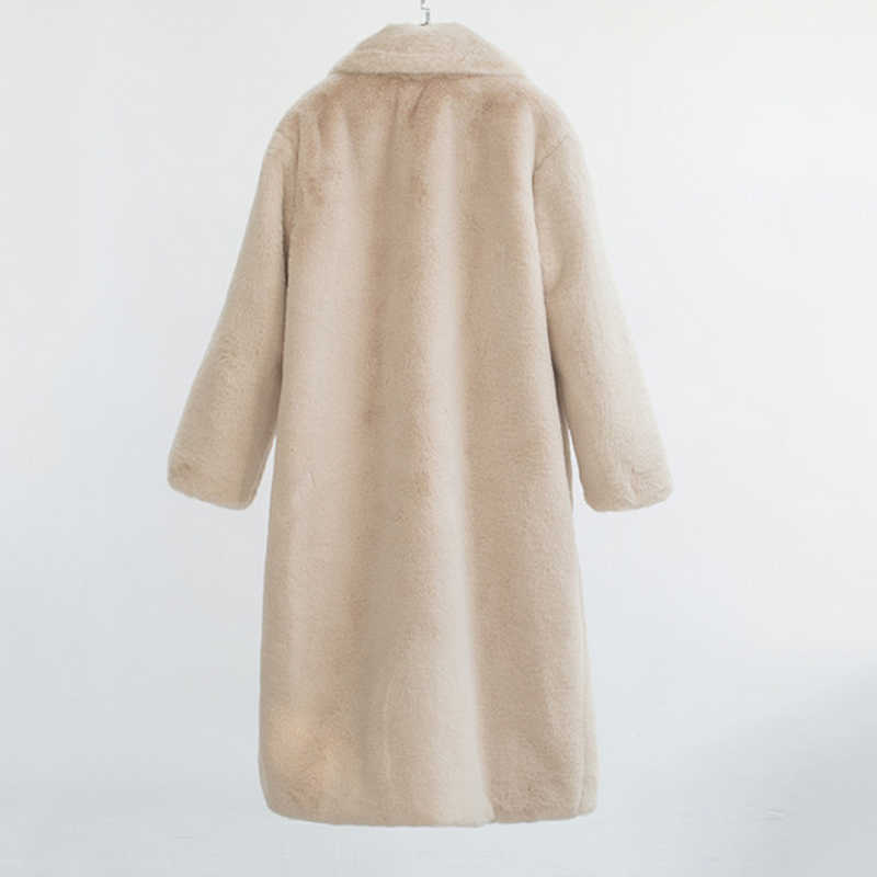 Wixra Ladies Faux Leather Long Coats Femme Pockets Soft Mink Fur Women Trendy Street Style Loose Short Outwear Winter 210910