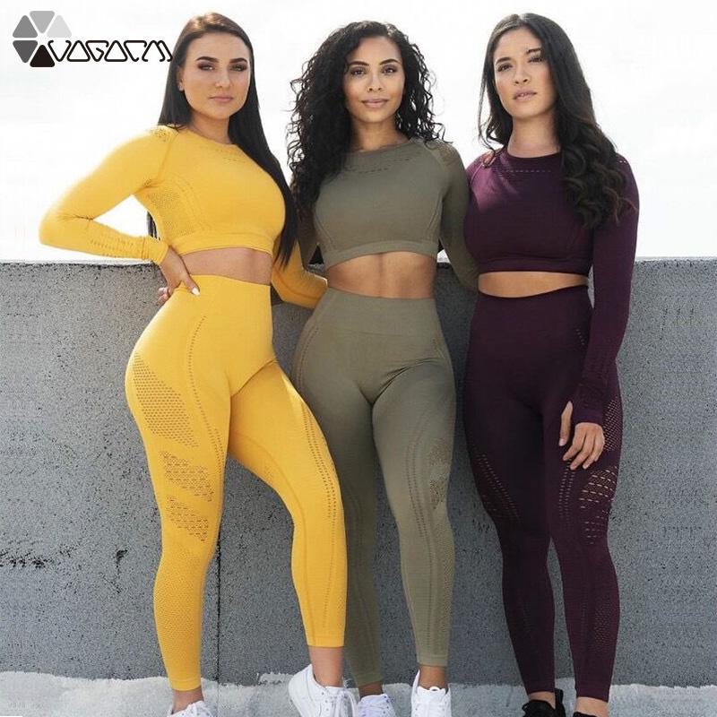 Sport Suits Women Yoga Set Seamless Long Sleeve Crop Top Shirts+Leggings High Waist Gymwear Fitness Sportswear Workout Clothes, Black
Sport Suits Women Yoga Set Seamless Long Sleeve Crop Top Shirts+Leggings High Waist Gymwear Fitness Sportswear Workout Clothes, Black