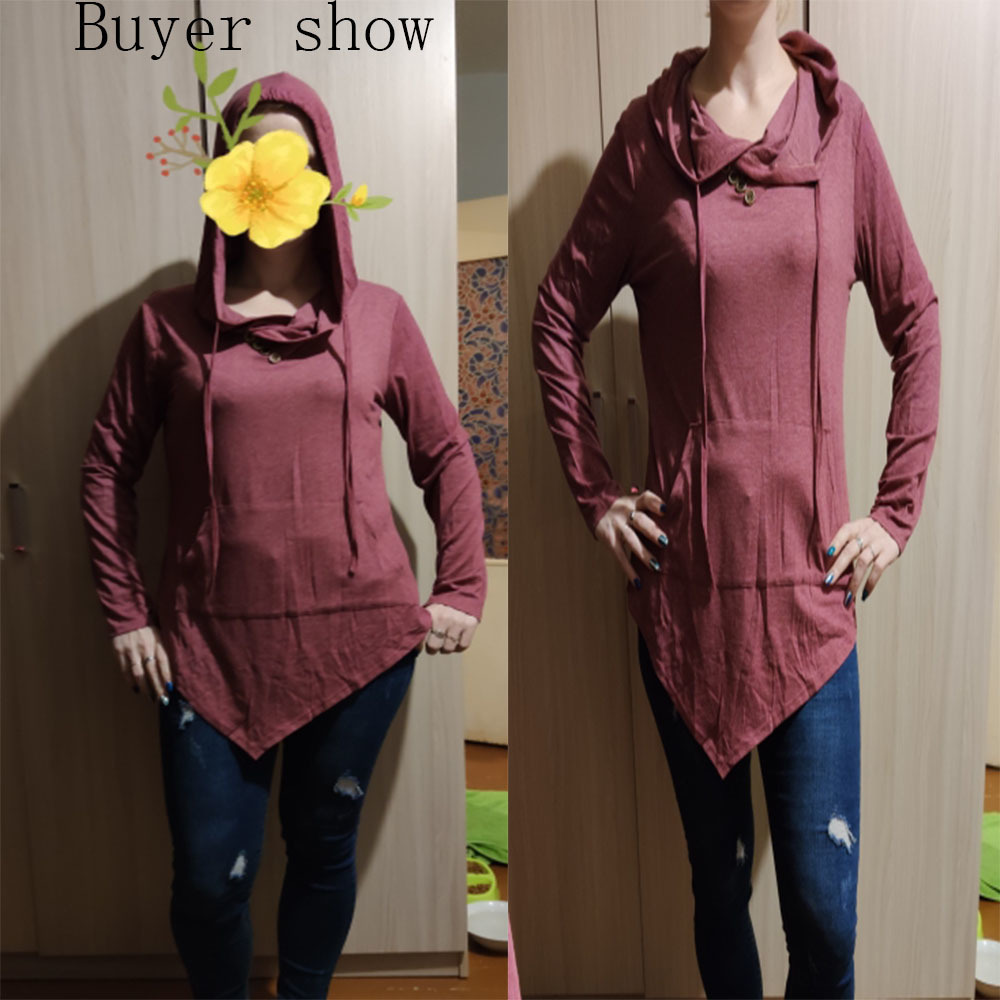 Sisjuly Casual Plus Size Black Gothic Streetwear Women Hoodies Loose Hooded Plain Asymmetric Tops Female Autumn Sweatshirt Thin 201102