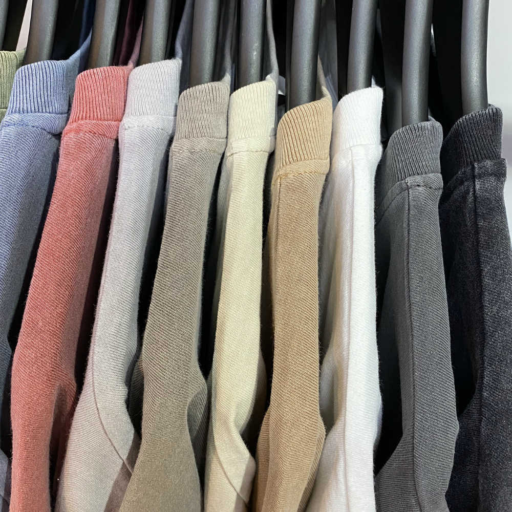 Summer Garment-Washed Heavy Cotton T-shirt Short Sleeve Raglan Tops Hip Hop Tee Streetwear Nine Colors 210629