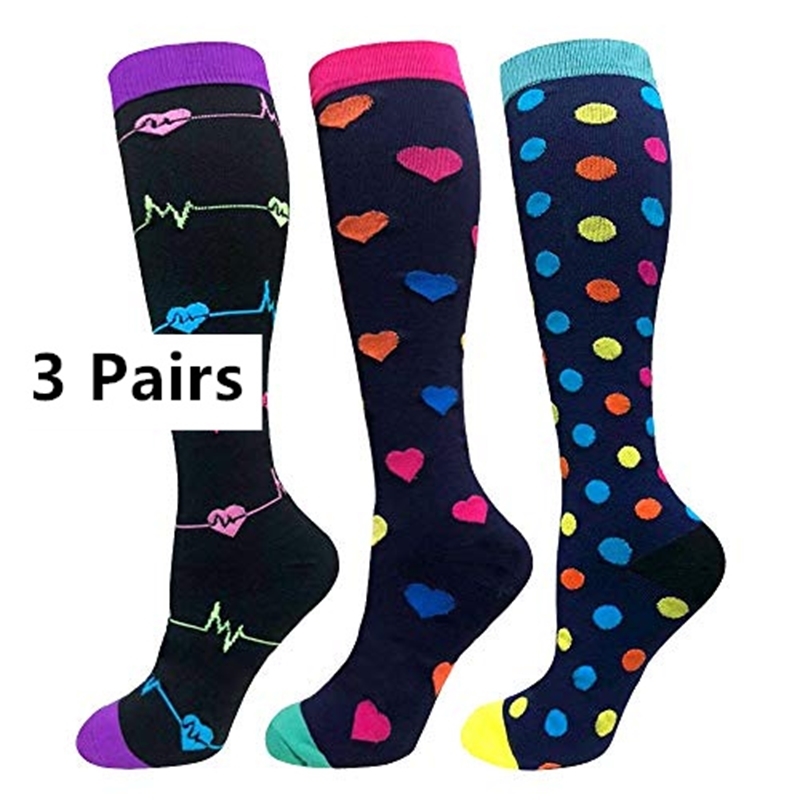 Medias De Compresion Compression Socks Women Men 3 Pairs Knee High Sports Cycling Sock Compression Medias Compresivas 210727