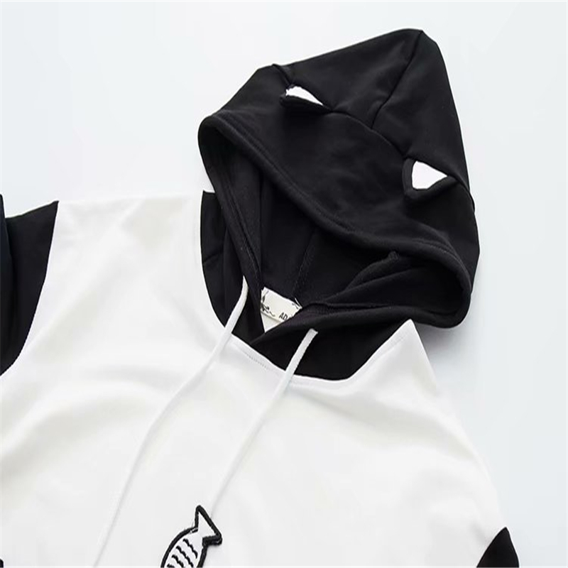 MERRY PRETTY Women Cartoon Print Harajuku Hooded Sweatshirts Winter Long Sleeve Patchwork Pullover Sweet Girl Cute Hoodies 201204