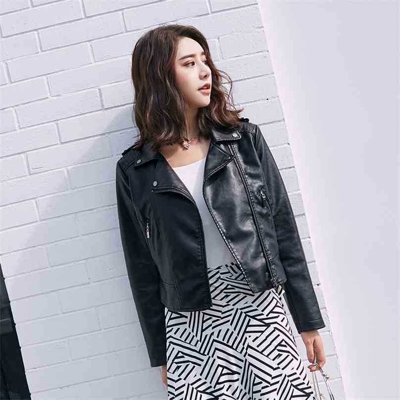 Women Faux Leather Jacket Long Sleeve Turn-down Collar Zipper Short Pu Coats Autumn 's Street Pink Biker Jackets 210525
Women Faux Leather Jacket Long Sleeve Turn-down Collar Zipper Short Pu Coats Autumn 's Street Pink Biker Jackets 210525