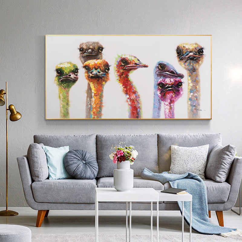 Colorful Bird Family Pictures Animal Canvas Painting Wall Art For Living Room Home Decoration Posters And Prints For Kid Room