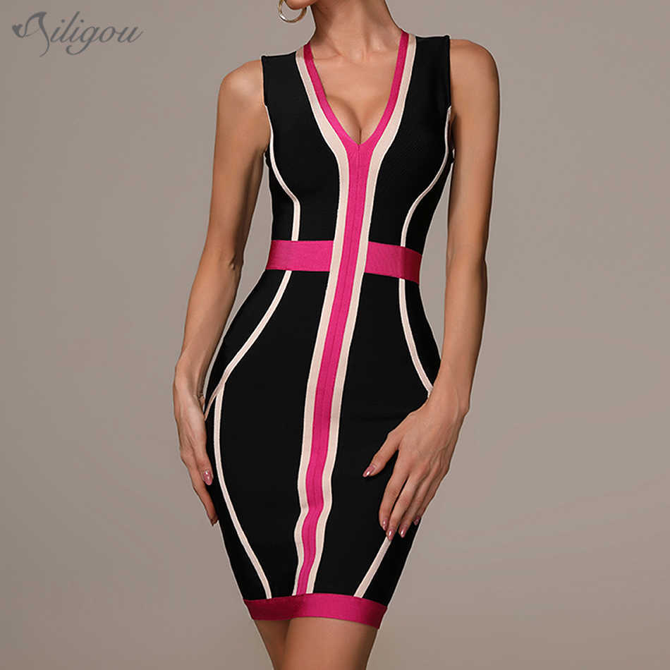 Summer Women' Sexy Striped Stitching Dress Bandage Deep V-Neck Bodycon Party Club 210527, Blue
Summer Women' Sexy Striped Stitching Dress Bandage Deep V-Neck Bodycon Party Club 210527, Blue