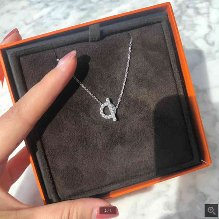 High Version 925 Sterling Silver Pig Nose Fashion Necklace Small q Letter Rose Gold Full Diamond Clavicle Chain Simple Temperament