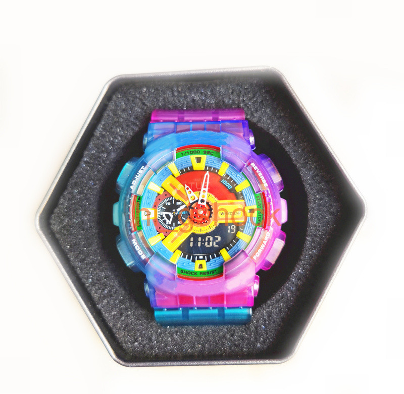 2021 New Transparent model waterproof men's wristwatch Sport dual display GMT Digital LED reloj hombre Army Military watch relogio masculino, Colorful purple
2021 New Transparent model waterproof men's wristwatch Sport dual display GMT Digital LED reloj hombre Army Military watch relogio masculino, Colorful purple
