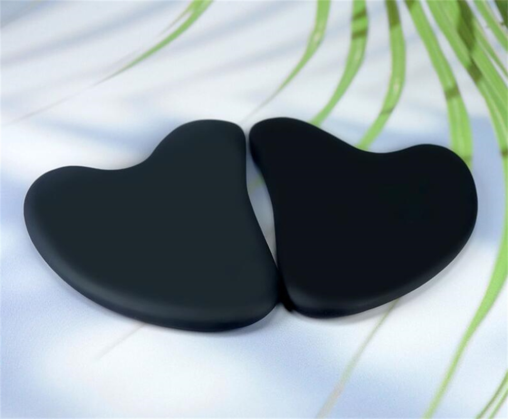 Wholesale Gua Sha Facial Body Massage Tools Heart Bian Stone 3D GuaSha Scraping Tool Black