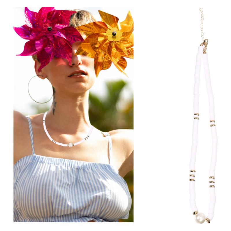 Pendant Necklaces 1Pc Polymer Clay Bohemia Necklace Creative Beach Neck Chain Jewelry White