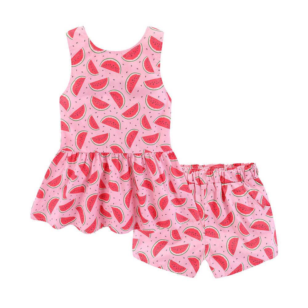 Mudkingdom Backless Fruit Girls Short Set Watermelon Pineapple Strawberry Fruity Outfits Summer Clothes Suit Cute Novelty 210615
