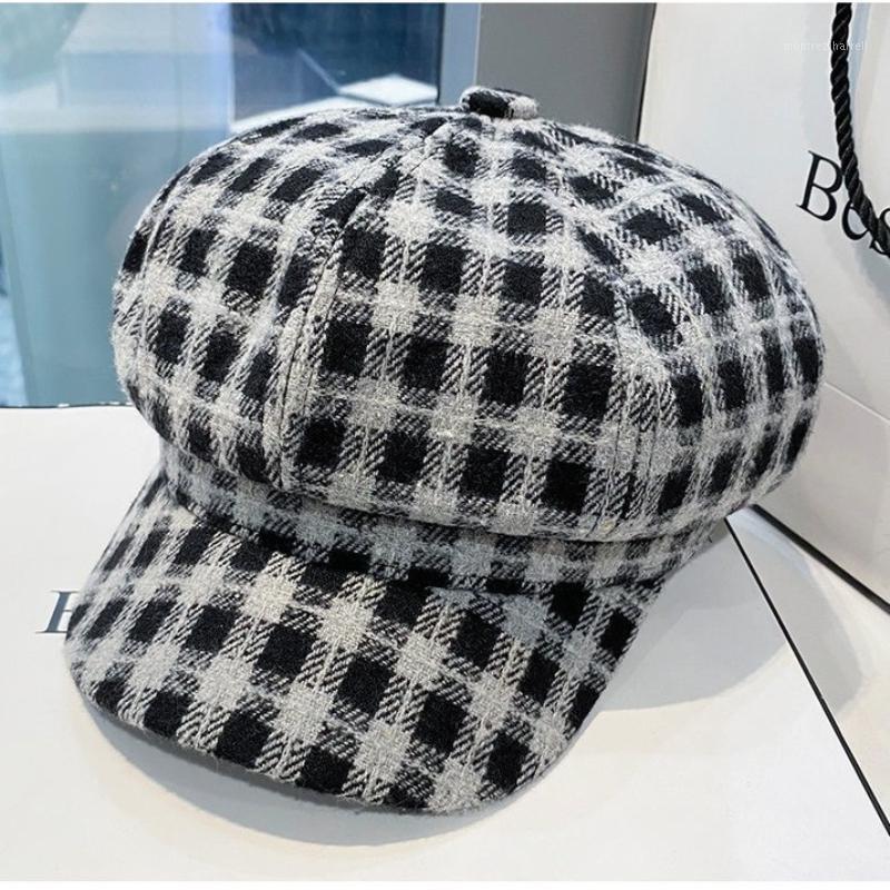 Berets Ladies Hats 2021 Woolen Hat French Fashion Winter Caps For Women Fedora Barette Bonnets Sboy, Yellow