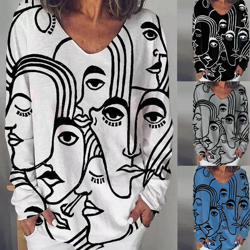2021 New Fashion Abstract Human Face Printed Women T-shirt Long Sleeve Harajuku Graphic Tees Round-neck Female Tops Plus Size Enkk, Black
2021 New Fashion Abstract Human Face Printed Women T-shirt Long Sleeve Harajuku Graphic Tees Round-neck Female Tops Plus Size Enkk, Black