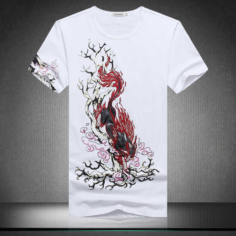 Chinese Style Summer Mens Short Sleeve T Shirt Fashion Printing Mens T Shirt Slim Fit Mens Casual Cotton Tee Shirt 5XL 210528
