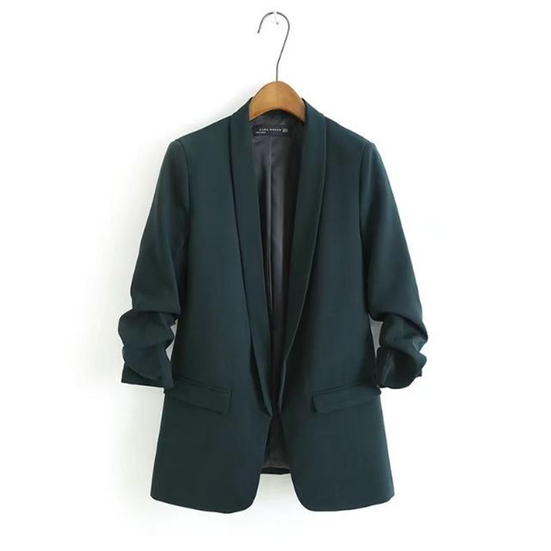 Winter New Style Woman Small Suit Short Jacket 2021 Fashion Singal Breasted Solid Roll-Up Sleeves Lapel Suit Jacket Female Trend