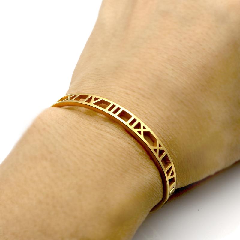 Hollow Roman Numeral Bracelet Jewelry Women Stainless Steel Bracelet Gold Silver High Quality1