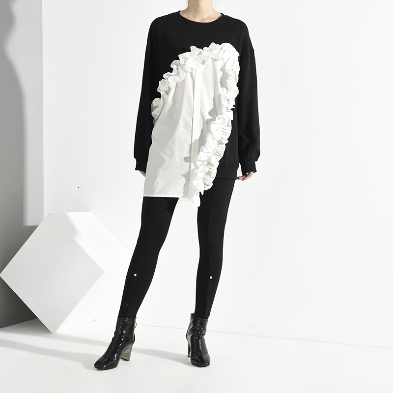 LANMREM fashion female's long sleeve shirt women hoodies Vestido 201203