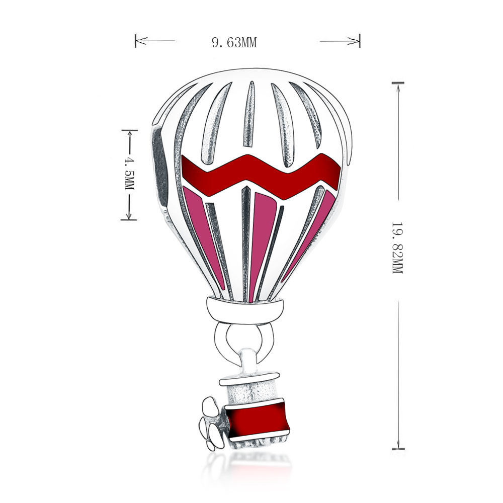 Fit Original Charm Bracelet 925 Silver Blue Red H0t Air Balloon Pendant Bead For Making Women Travel Berloque
