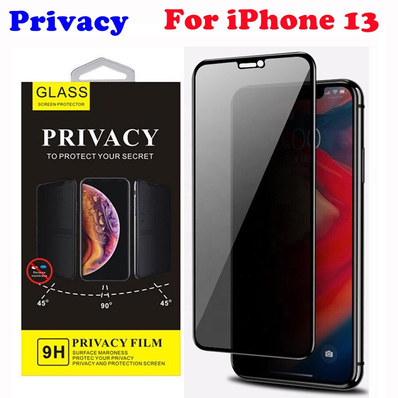 Privacy Full Cover Anti Spy Tempered Glass Screen Protector For iPhone 13 12 11 Pro Max XS XR 8 Samsung S20 FE S21 Ultra A12 A32 4G 5G A42 A52 A72 A21S A31 A51 A71 With Package