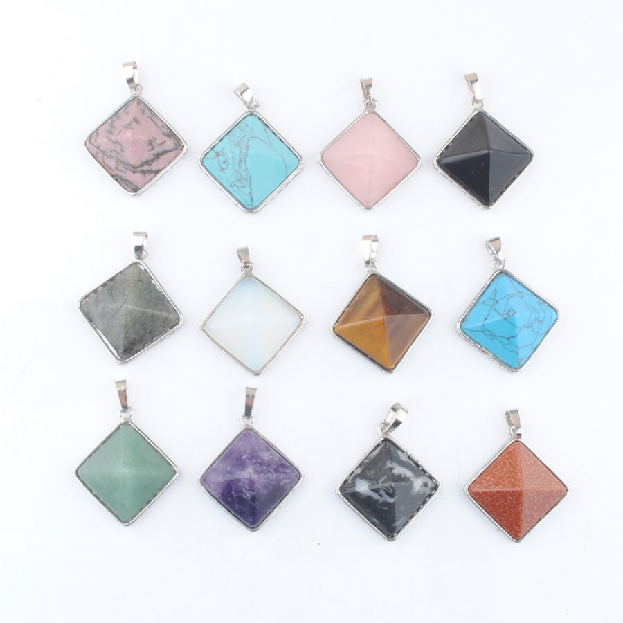 Wholesale Natural Gemstone Pyramid Pendants Square Reiki Purple Crystal Opal Aventurine Turquoise Amethyst Labradorite Rose Quartz For Jewelry Making DBN465 
Wholesale Natural Gemstone Pyramid Pendants Square Reiki Purple Crystal Opal Aventurine Turquoise Amethyst Labradorite Rose Quartz For Jewelry Making DBN465