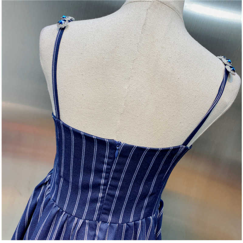 DEAT Women sling ruffles Dress square collar sleeveless Arrivals Lady Sexy temperament Fashion Spring Summer 11D965 210709