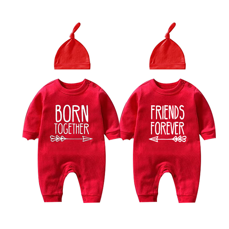 YSCULBUTOL Baby Bodysuit Born Together Friend Forever boy Clothes Toddler Girl 220217