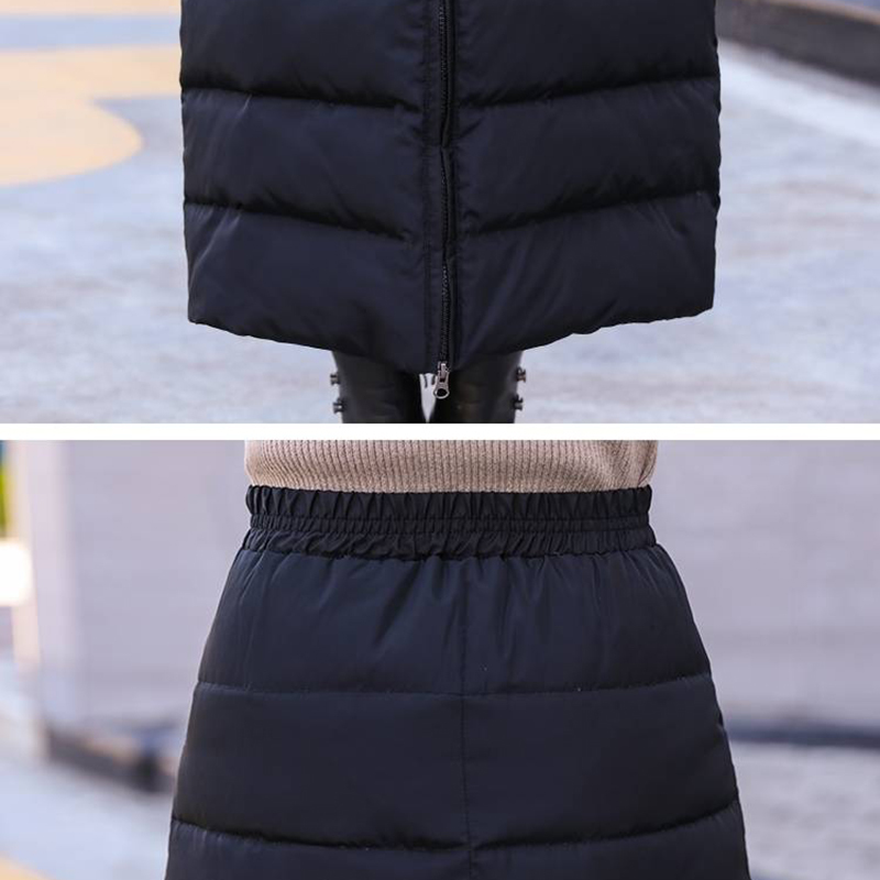 Winter Women Elastic High Waisted Black Down Skirt Thick Warm zipper Slim A word skirt female Fashion Plus Size 4XL Skirt 210306