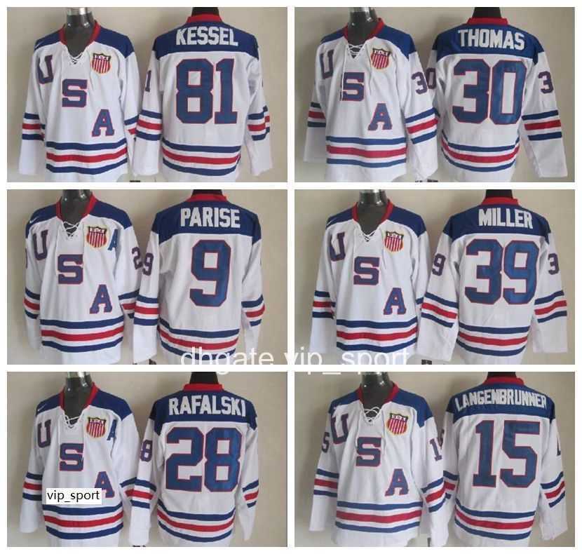 2010 USA Hockey Jerseys 88 Patrick Kane Phil Kessel 9 Zach Parise Jersey 28 Brian Rafalski 39 Ryan Miller 15 Jamie Langenbrunner, Blank white
2010 USA Hockey Jerseys 88 Patrick Kane Phil Kessel 9 Zach Parise Jersey 28 Brian Rafalski 39 Ryan Miller 15 Jamie Langenbrunner, Blank white