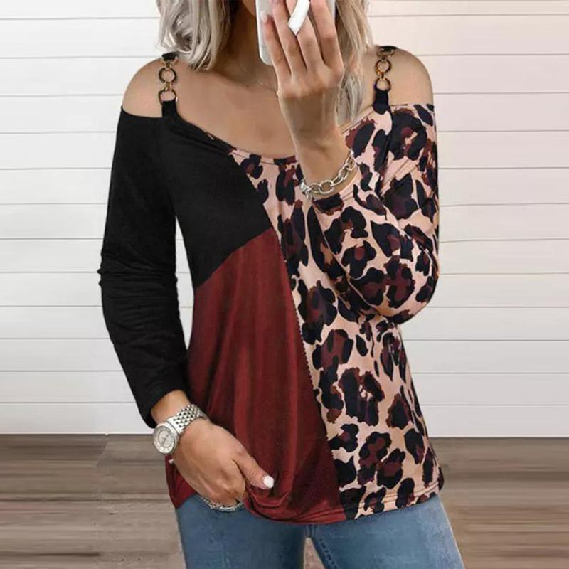 Women's T-Shirt Straps Leopard Print Stitching T Shirt Women Off Shoulder Ladies Fashion Sexy Strapless Long Sleeve T-Shirts Harajuku Tshirt, White
Women's T-Shirt Straps Leopard Print Stitching T Shirt Women Off Shoulder Ladies Fashion Sexy Strapless Long Sleeve T-Shirts Harajuku Tshirt, White