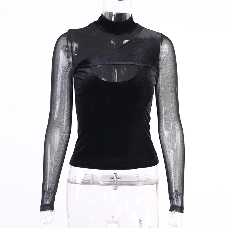 Vintage Mesh Patchwork Long Sleeve Slim Tshirt Women Gothic Hollow Out Solid Bodycon Tops Fashion Streetwear Dark Top, White
Vintage Mesh Patchwork Long Sleeve Slim Tshirt Women Gothic Hollow Out Solid Bodycon Tops Fashion Streetwear Dark Top, White