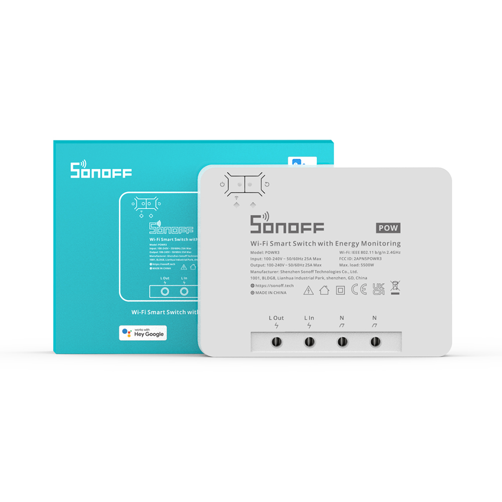 SONOFF POWR3 WiFi Smart Control Switch Metering Overload Protection Energy Saving 25A 5500W eWelink APP Alexa Voice
SONOFF POWR3 WiFi Smart Control Switch Metering Overload Protection Energy Saving 25A 5500W eWelink APP Alexa Voice