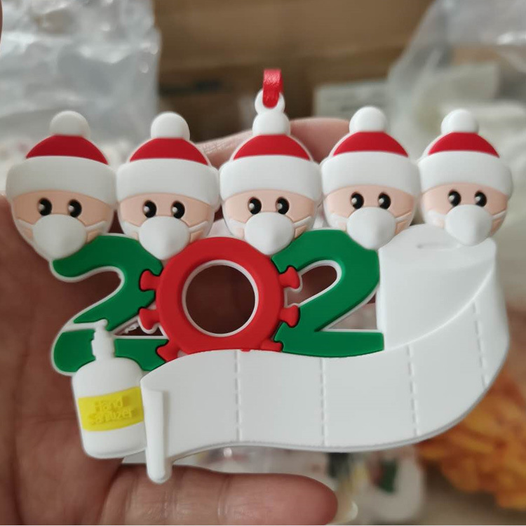 2020 PVC Ornaments Personalized Cartoon Santa Claus Mask Snowman Family 2 3 4 5 Lovely Christmas Tree Hanging Pendants VT1726 Free shipping