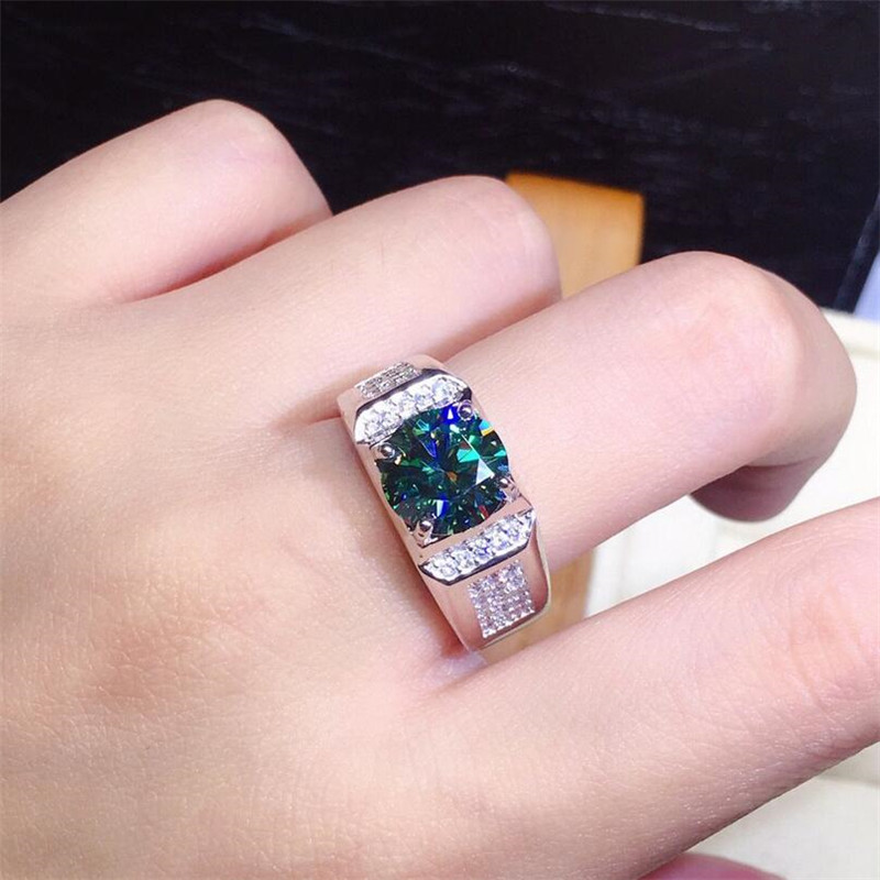 Choucong Unique Brand Wedding Rings Simple Fashion Jewelry 925 Sterling Silver Round Cut Emerald 5A Zircon Party Eternity Women Men Open Adjustable Ri