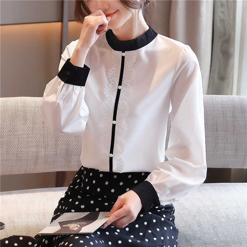 Korean Women Blouse White Shirts for Lace Embroidery Woman Chiffon Long Sleeve OL Shirt Tops Plus Size 210604
Korean Women Blouse White Shirts for Lace Embroidery Woman Chiffon Long Sleeve OL Shirt Tops Plus Size 210604