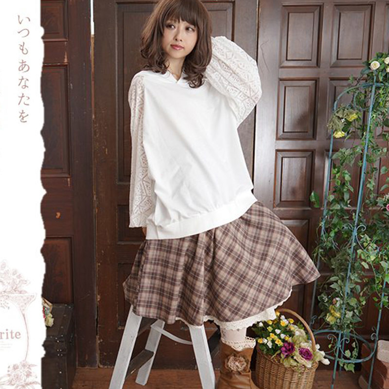 Harajuku Mori Girl Retro Diagonal Plaid Skirt Women Preppy Style Retro Mid Calf Long Section Female Kawaii Cotton Skirts A243 210309