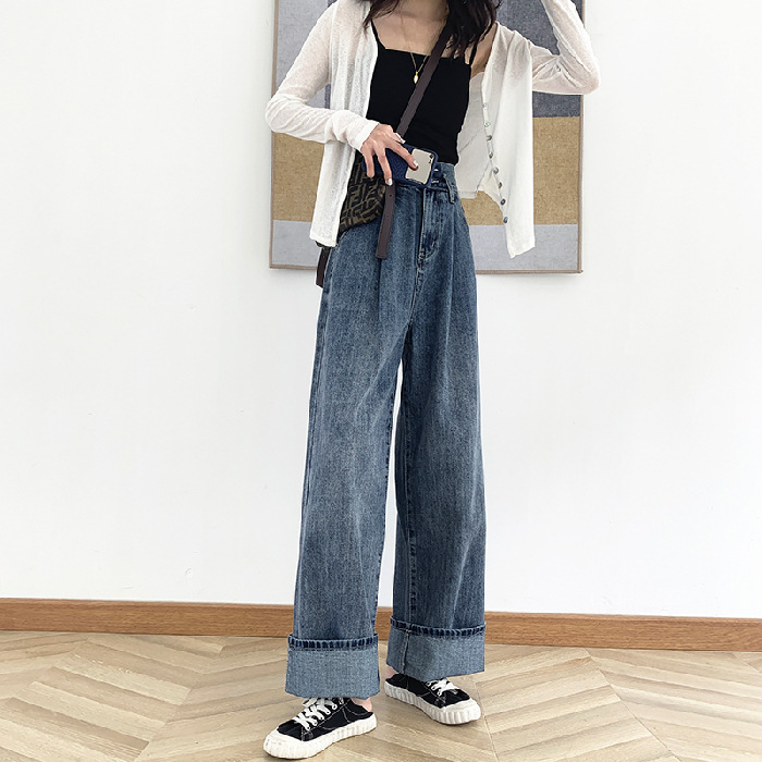 High Waist Jeans Women Vintage Wide-leg Long Mom Trousers Tall 165-180 Cm Denim Pants Female Boyfriends Jeans Plus Size 3XL 2021 210222