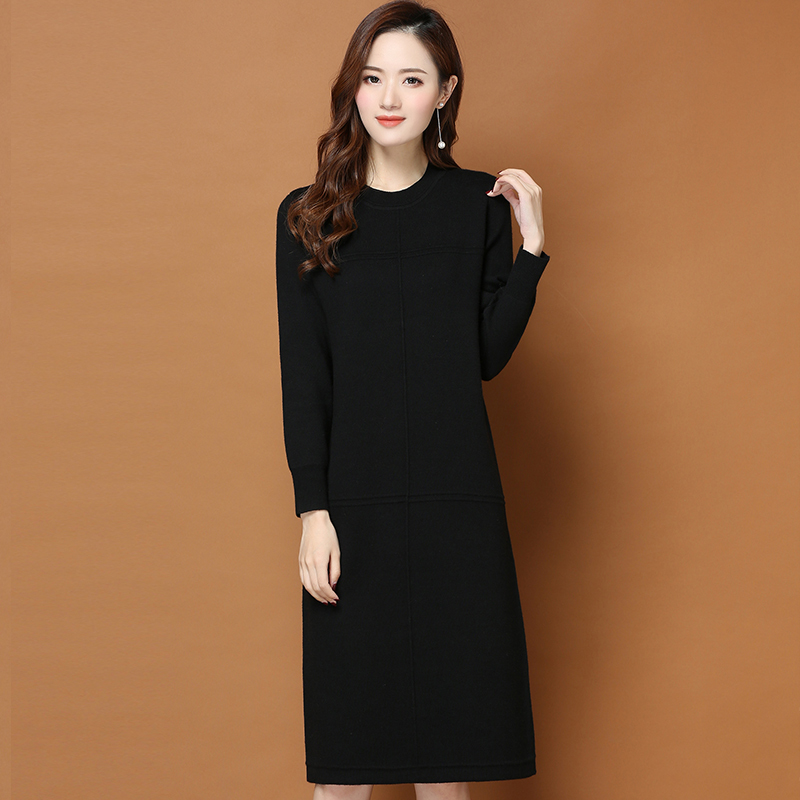 New Fashion Autumn Winter Women Long Sweater Dress Pullovers Warm Knitted Sweaters Pullover Dresses Lady 210218