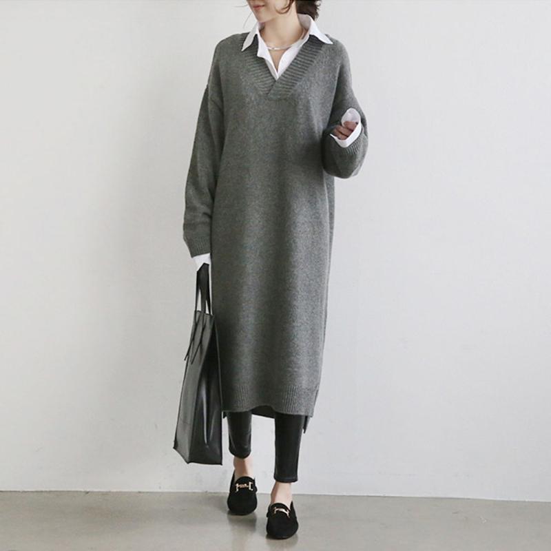 Casual Dresses Korea Early Autumn 2021 Sweater Dress V-neck Knitted Pullover Bottoming Shirt Female Lady, Black
Casual Dresses Korea Early Autumn 2021 Sweater Dress V-neck Knitted Pullover Bottoming Shirt Female Lady, Black