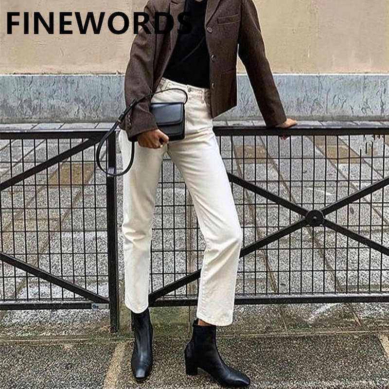 FIORDS Autumn Korean Apricot Harem Boyfriend Jeans Women Plus Size Beige Vintage Casual Wide Leg Boot Cut Denim Pants 210922