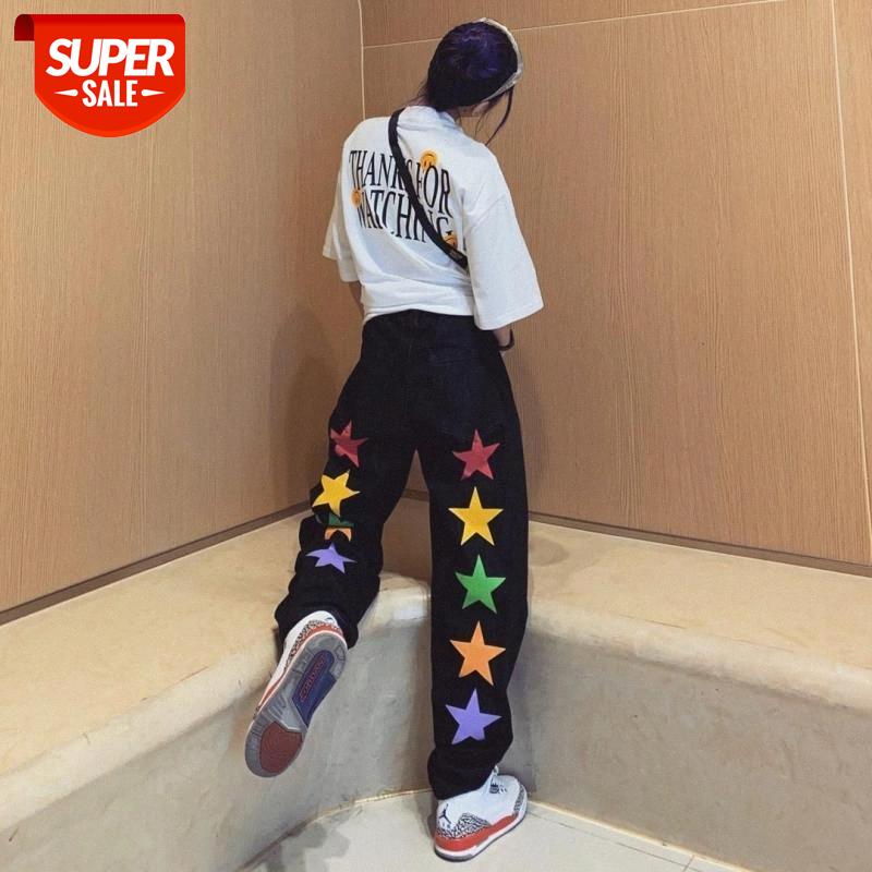 2020 new black jeans women's straight tube loose high waist street style trend colorful five-pointed star casual trousers #LK9S, Black;white
2020 new black jeans women's straight tube loose high waist street style trend colorful five-pointed star casual trousers #LK9S, Black;white