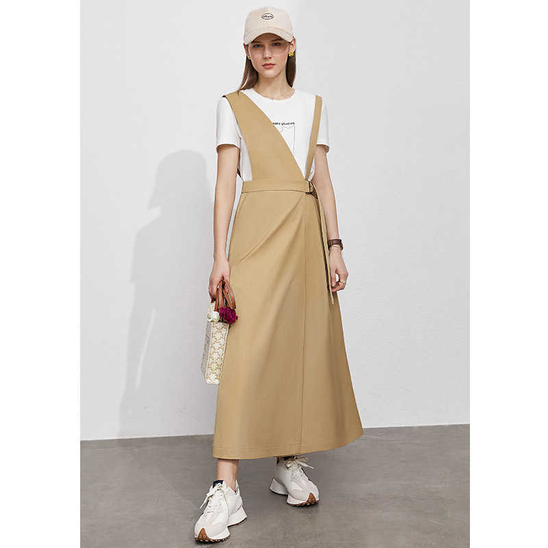 Minimalism Summer Women's Strap Skirt Fashion Solid Personality Asymmetric Long Casual A-line 12170224 210527