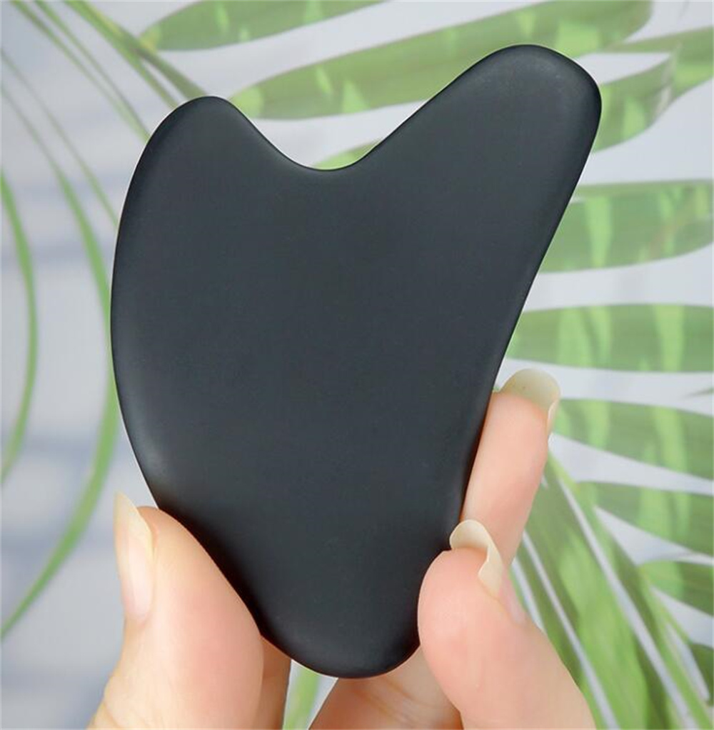 Wholesale Gua Sha Facial Body Massage Tools Heart Bian Stone 3D GuaSha Scraping Tool Black