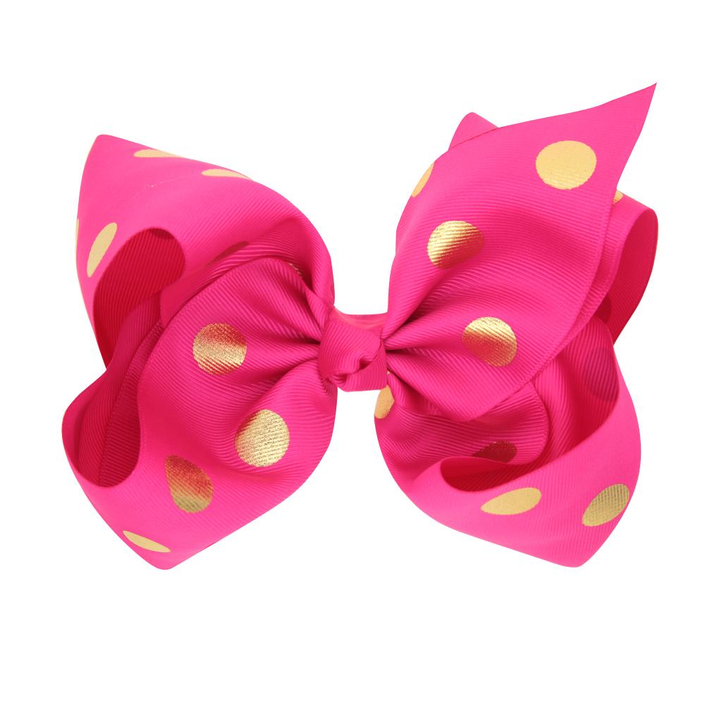 20 Colors 8 Inch Baby Ribbon Bow Hairpin Stamp Dot Clips Girls Large Bowknot Barrette Kids Hair Boutique Children Hair Accessories