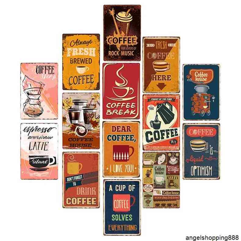 Retro Metal Coffee Tin Signs Cafe Shop Plaque Vintage Bar Pub Wall Decorative Poster Home Decor 20x30cma 
Retro Metal Coffee Tin Signs Cafe Shop Plaque Vintage Bar Pub Wall Decorative Poster Home Decor 20x30cma